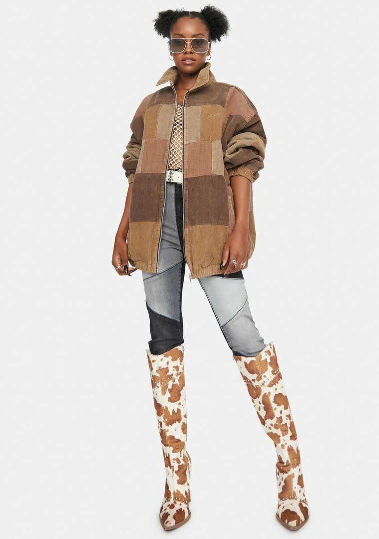 Promo ✔️ BDG Patchwork Cord Harrington Jacket ❤️ 3 BDG Patchwork Cord Harrington Jacket