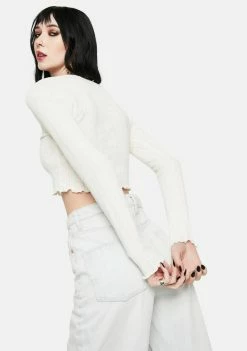 BDG Lettuce Edge Pointelle Baby Tee Tops