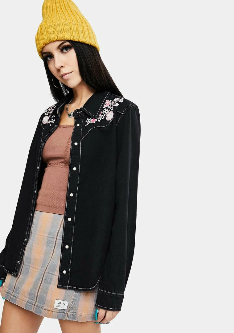 Best Sale π₯° BDG Grace Western Embroidered π Shirt π 1 BDG Grace Western Embroidered Shirt