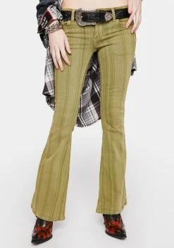 BDG Green Striped Flare Jeans