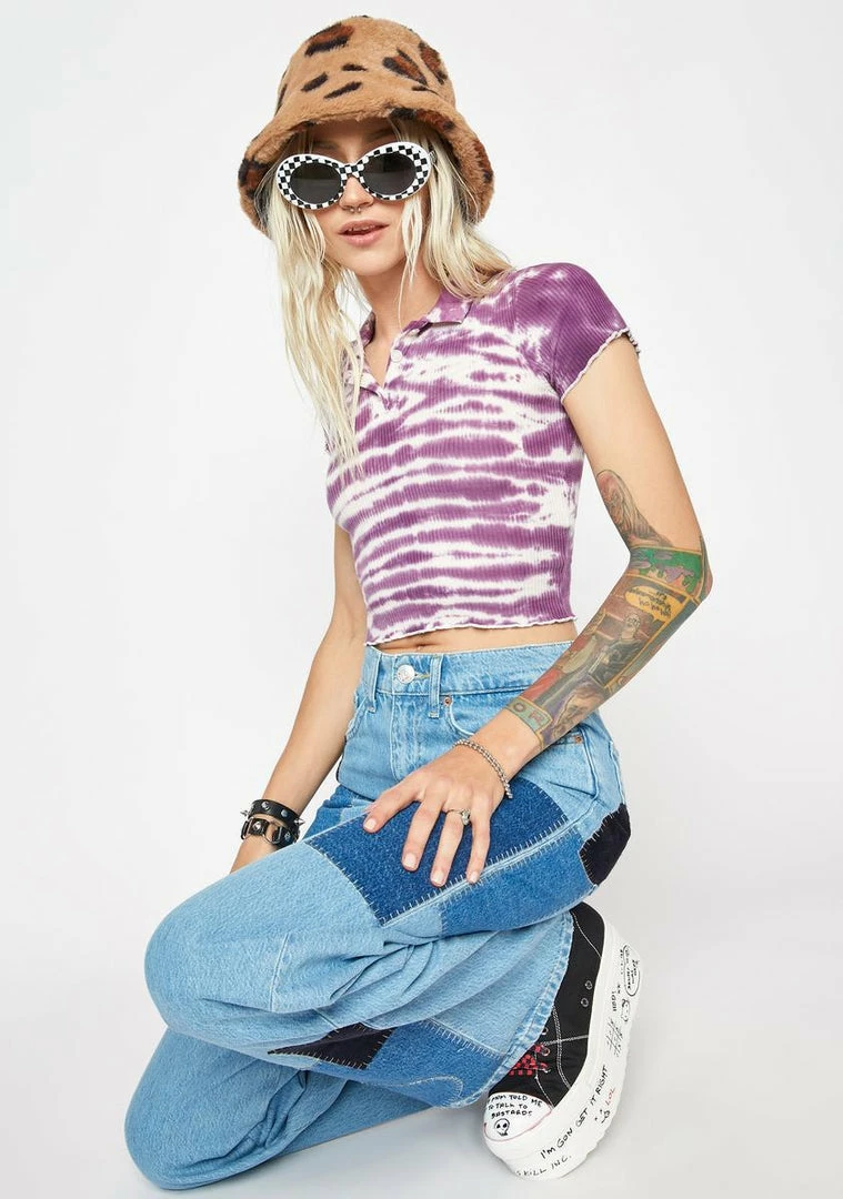 Cheapest π BDG Tops Tie Dye Polo Crop Top β¨ 2 BDG Tops Tie Dye Polo Crop Top