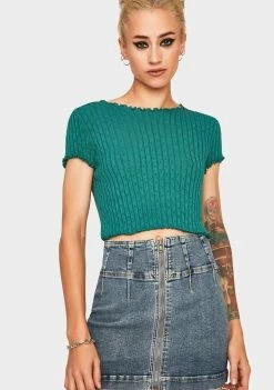 BDG Tops Pointelle Sweater Tee