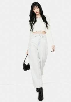 BDG Lettuce Edge Pointelle Baby Tee Tops