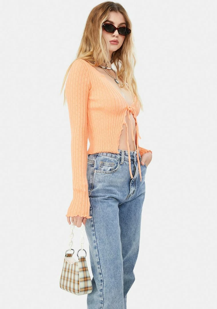 Outlet β€οΈ BDG Noori Lettuce Trim Tie Front Top Tops π 2 BDG Noori Lettuce Trim Tie Front Top Tops