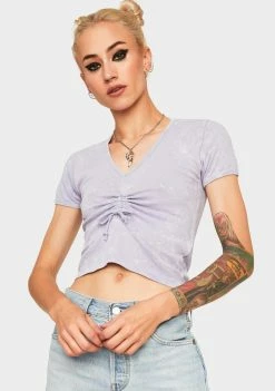 BDG Tops Drawstring V-Neck Tee