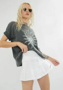 BDG White Twill Kilt Skirt