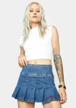 BDG Denim Pleated Mini Skirt Bottoms