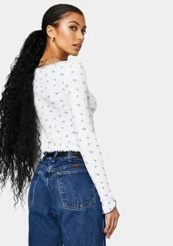 Promo β¨ BDG Pointelle Ditsy Long Sleeve Top Tops π 7 BDG Pointelle Ditsy Long Sleeve Top Tops