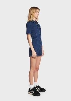 Hot Sale βοΈ BDG Sunny Denim Romper Short Sleeve Rompers π 6 BDG Sunny Denim Romper Short Sleeve Rompers