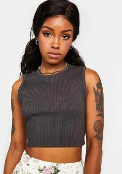 BDG Black Amelia Rib Tank Top
