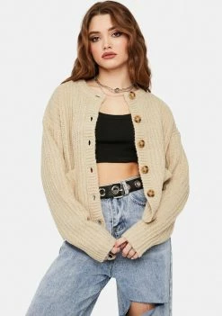 BDG Tops Melody Arran Crew Cardigan