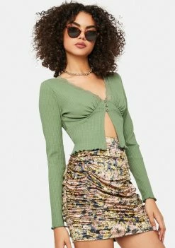 BDG V-Neck Lace Cardigan Top