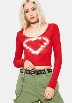 BDG Ribbed Heart Tie Dye Scoop Top Tops