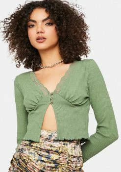 BDG V-Neck Lace Cardigan Top