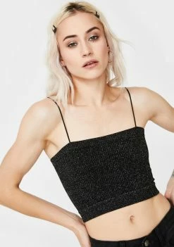 BDG Tops Black Bungee Strap Tube Top