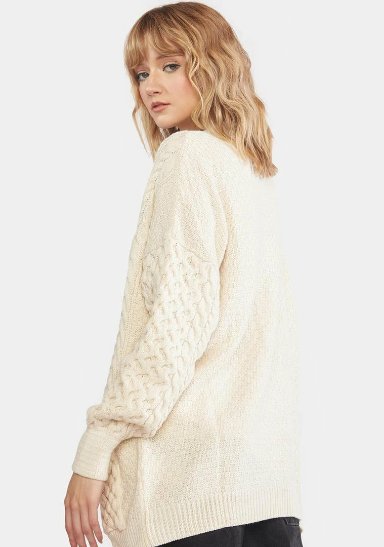 Best Sale ⭐ BDG Cream Arran Oversized Cardigan Tops ❤️ 4 BDG Cream Arran Oversized Cardigan Tops