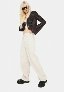BDG Ivory Corduroy Puddle Trousers