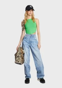 BDG Tank Crop Top Green Curved Hem Tank Top