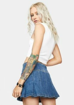 BDG Denim Pleated Mini Skirt Bottoms