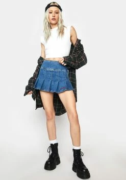 BDG Denim Pleated Mini Skirt Bottoms