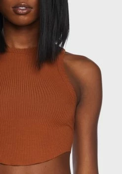 BDG Brown Curved Hem Tank Top Tank Crop Top