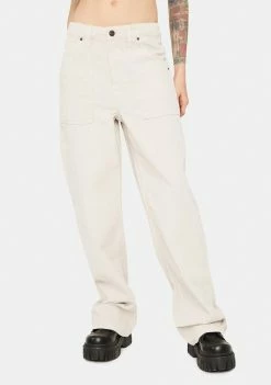 BDG Ivory Corduroy Puddle Trousers