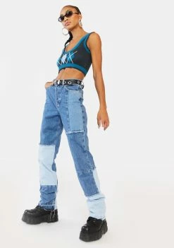 BDG Bottoms Mid Vintage Patchwork Mom Jeans