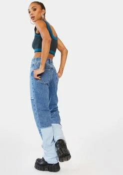 BDG Bottoms Mid Vintage Patchwork Mom Jeans