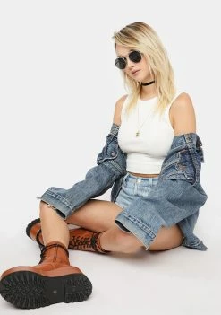 BDG Off White Amelia Rib Tank Top