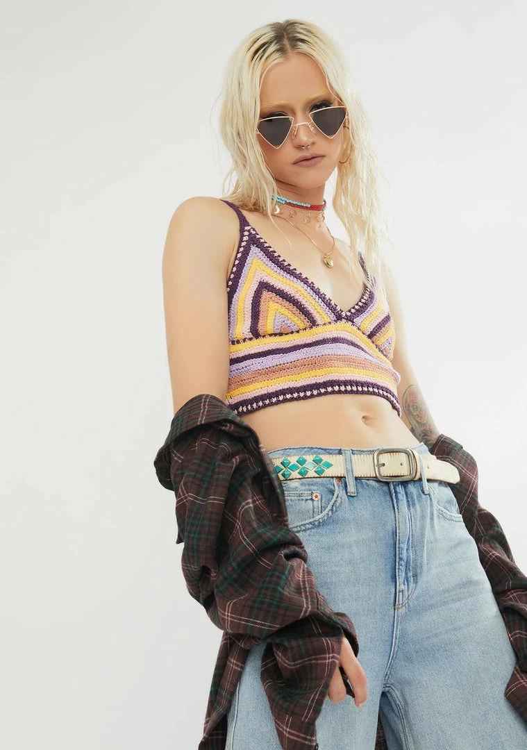 Cheap 𧨠BDG Tops Crochet Bra Top βοΈ 2 BDG Tops Crochet Bra Top